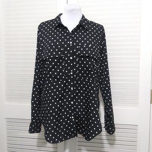 Kut from the Kloth Black White Polka Dot Blouse XL